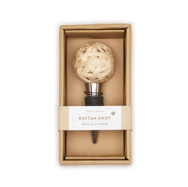 Two's Company Rattan Knot Bottle Stopper