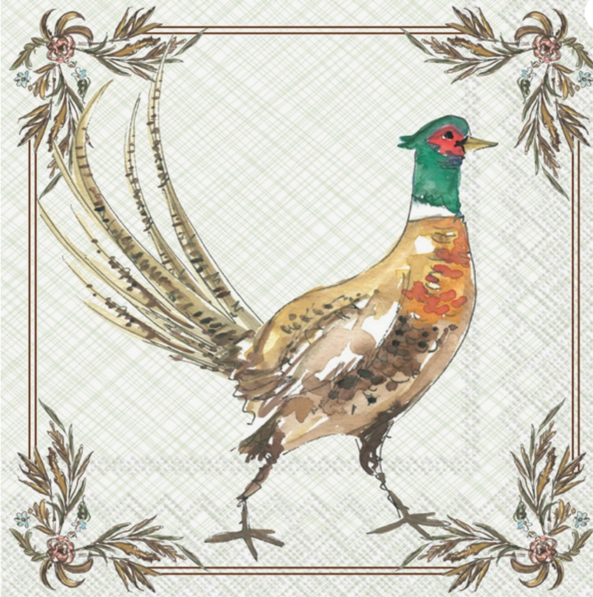 Boston International Paper Cocktail Napkins Pheasant Fall