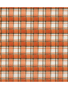 Boston International Paper Lunch Napkins - Orange And Gray Plaid Fall