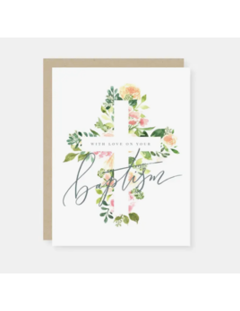 2021 Co. Floral Cross Baptism Card