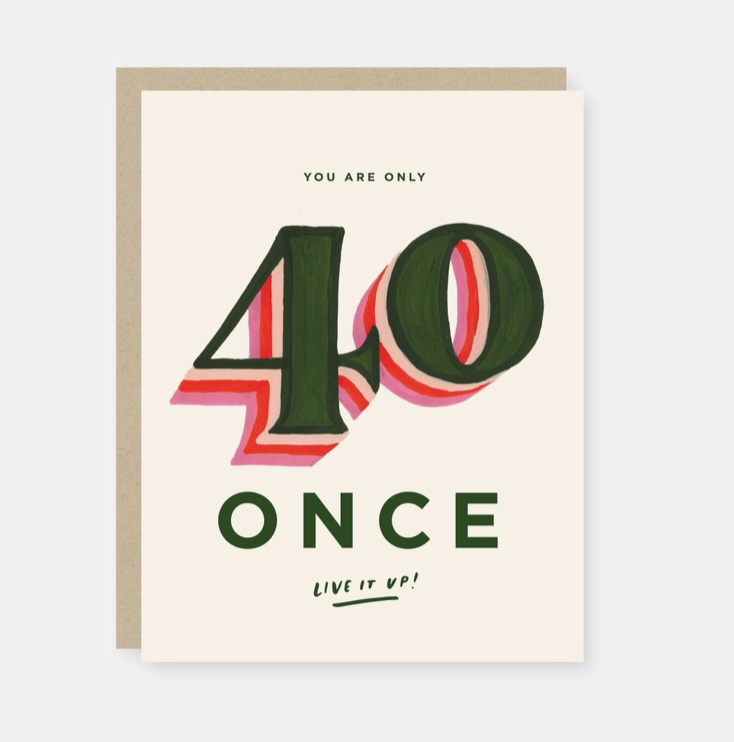 2021 Co. You Are Only 40 Once Birthday Card