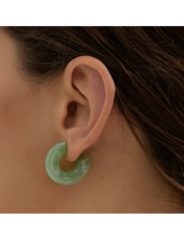 Furano Studio Jade Color Hoop Stud Earring