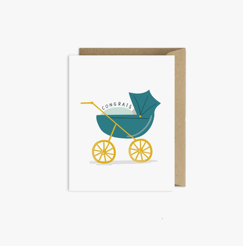 Pippi Post Congratulations Baby Carriage Greeting Card
