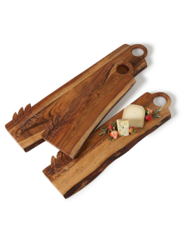 Two's Company Hand-Crafted Charcuterie Serving Boards with Leaf Design