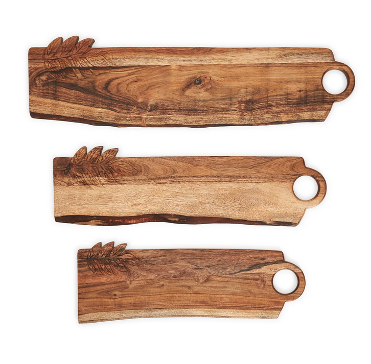 Two's Company Hand-Crafted Charcuterie Serving Boards with Leaf Design