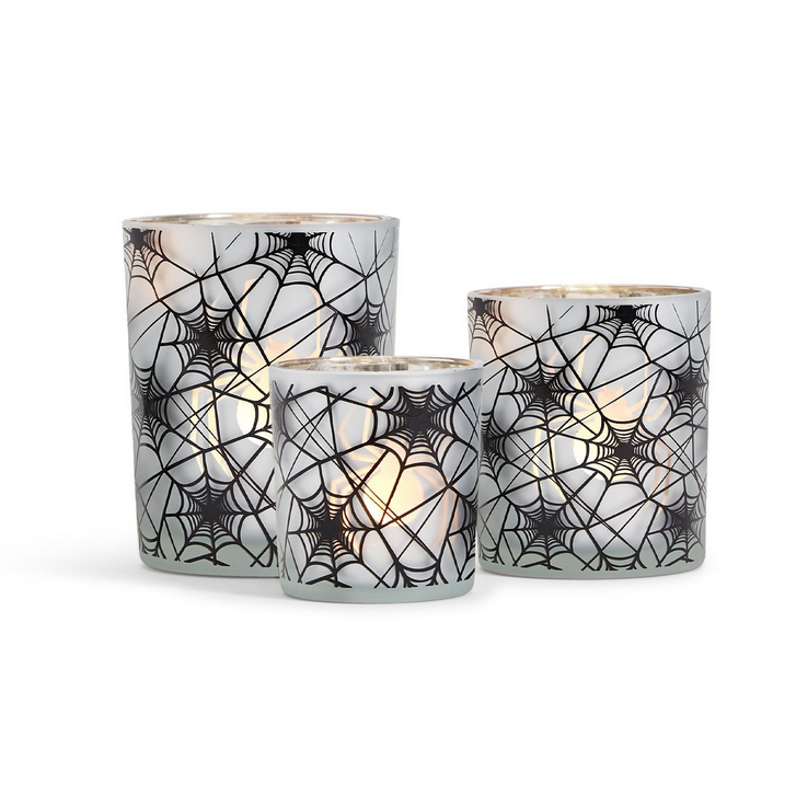 Two's Company On the Web Spiderweb Pattern Candleholders