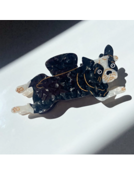 Solar Eclipse Hand-Painted French Bulldog Dog Claw Hair Clip