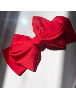 Solar Eclipse Giant Satin Bow Hair Clip - Red