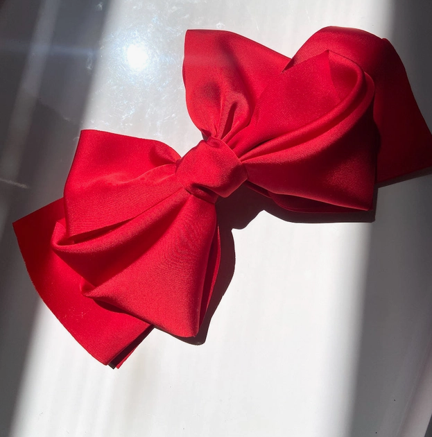 Solar Eclipse Giant Satin Bow Hair Clip - Red