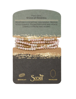 Scout Curated Wears Stone Wrap Bracelet/Necklace Pink Opal/Gold - Stone of Renewal