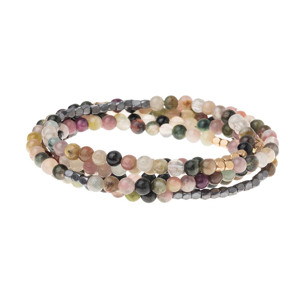 Scout Curated Wears Stone Wrap Bracelet/Necklace - Tourmaline Hematite/Gold - Stone of Healing