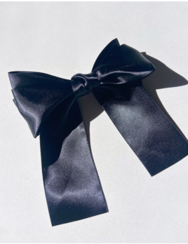 Solar Eclipse Giant Satin Bow Hair Clip - Black