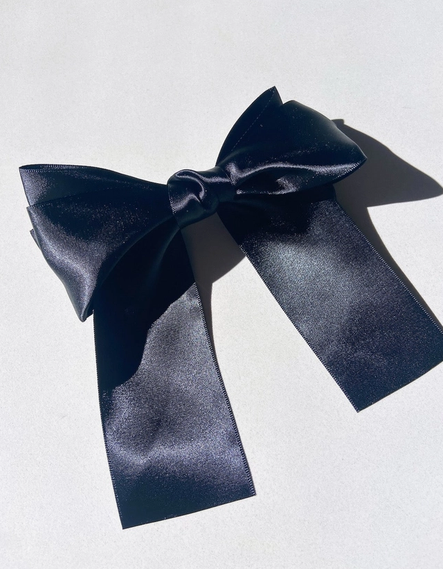 Solar Eclipse Giant Satin Bow Hair Clip - Black