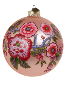 RAZ Imports Vintage Floral Ball Ornament - Pink