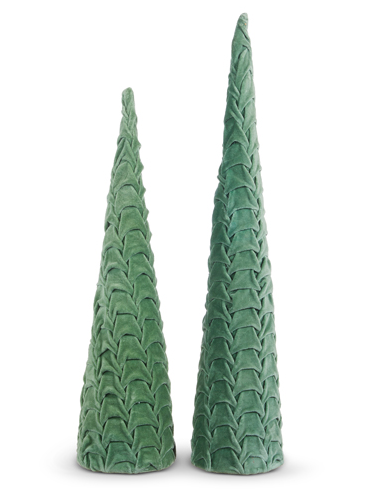 RAZ Imports Smocked Velvet Cone Trees - Large