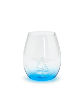 Two's Company Sailboat Icon Stemless Wine Glass