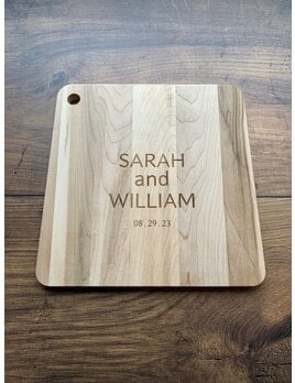 Jk. Adams Personalized Maple Square Cheese Board w/ First Names & Year