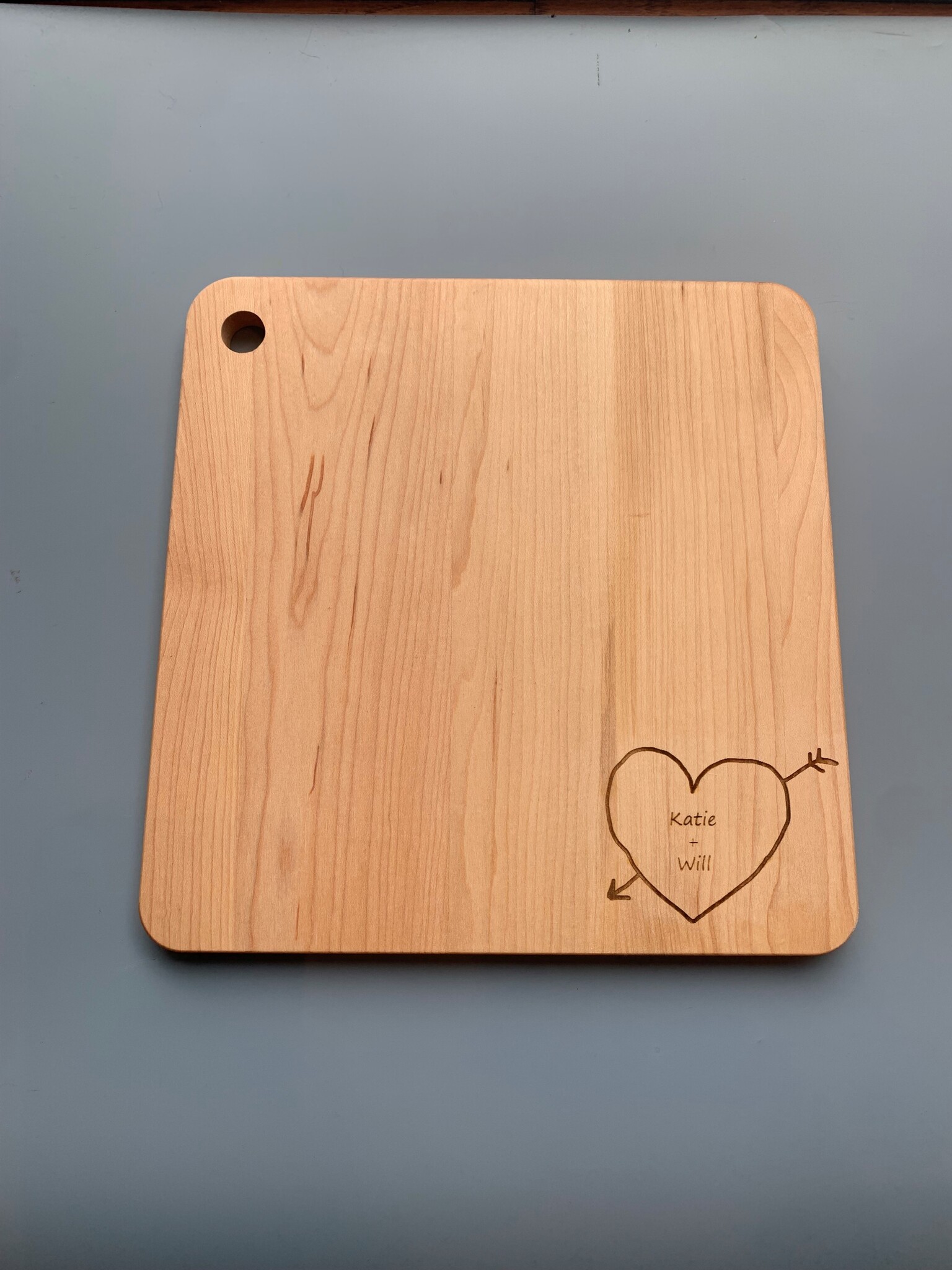 Jk. Adams Personalized Maple Square Cheese Board w/ Heart