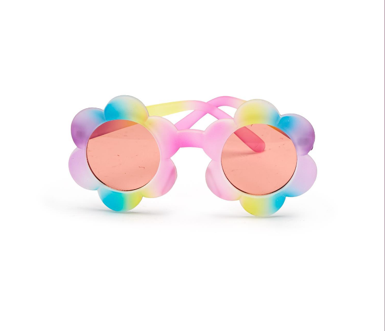 Two's Company Flower Girl Rainbow Daisy Sunglasses with Pink Lenses