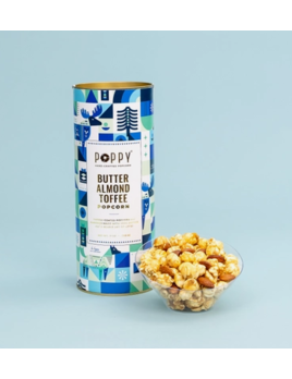 Poppy Handcrafted Popcorn Butter Almond Toffee Popcorn Cylinder