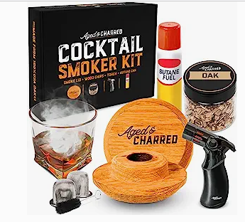 aged & charred Smoke Lid Kit - A Cocktail Smoker Kit With Butane