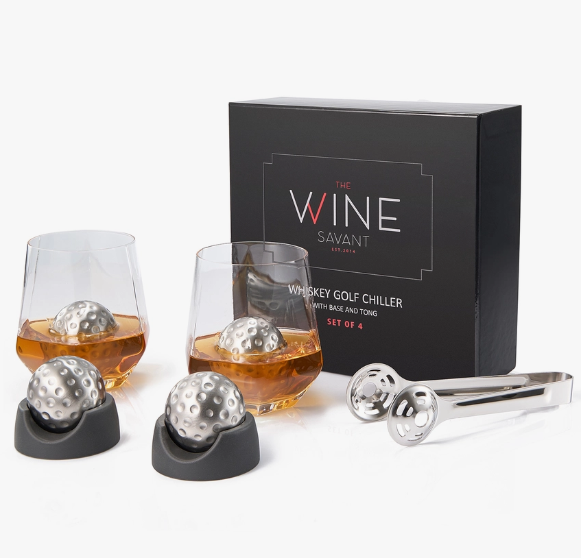 The Wine Savant / Khen Glassware Golf Ball Shaped Stainless Steel Whiskey Stones 4 set