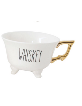 Creative Co-op Stoneware Footed Teacup w/ Whiskey