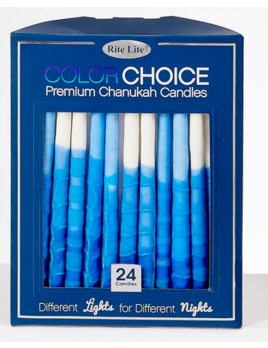 Rite Lite LTD. Color Choice 24-Pack Premium Chanukah Candles - Two Tone Blue & White