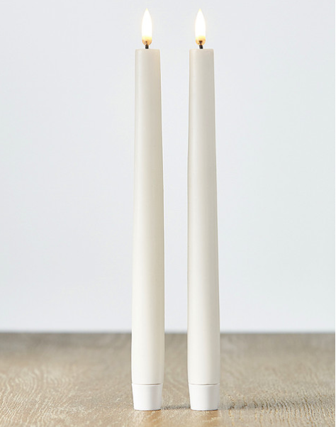 RAZ Imports Taper Flameless Candle Pair- White