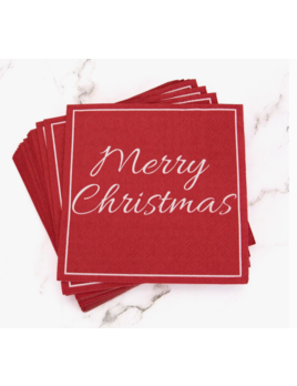 The Royal Standard Merry Christmas Script Cocktail Napkins Red/White