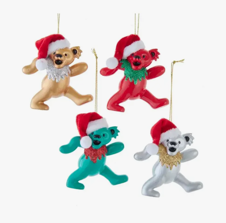 Kurt Adler 3.5" Grateful Dead Bears + Santa Hat Gold