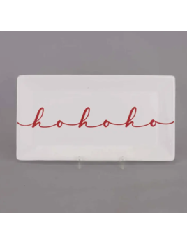 The Royal Standard HoHoHo Script Rectangle Platter White/Red