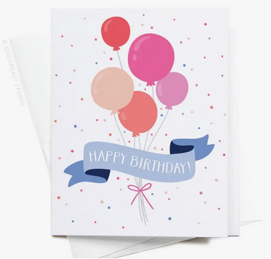 onderkast studio Happy Birthday Party Balloons Greeting Card