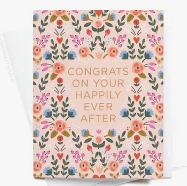 onderkast studio Congrats on Your Happily Ever After Floral Greeting Card