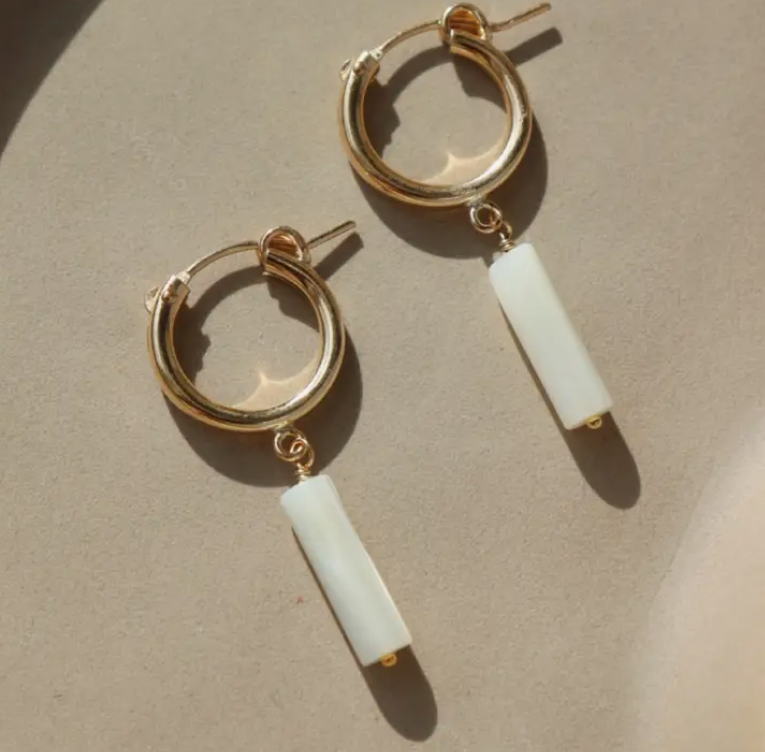 Token Jewelry Mother of Pearl Hoops