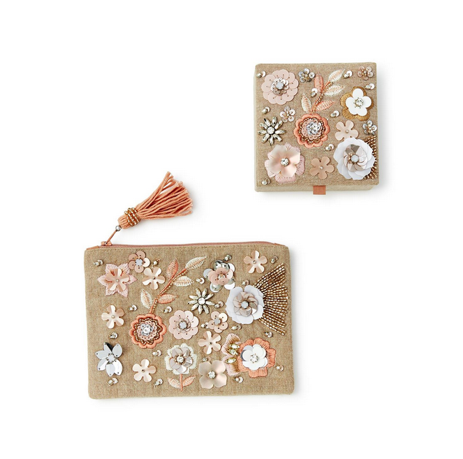 Two's Company Floral Embellished Multipurpose Pouch