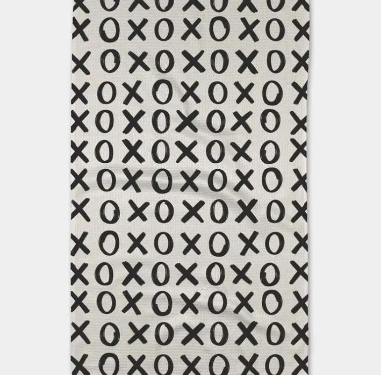 Geometry Hug and Kiss White Kitchen Towel