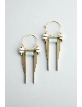 David Aubrey Jewelry White and mint green hoop earrings