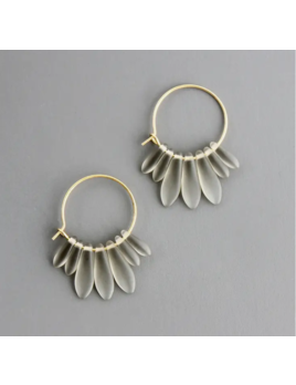 David Aubrey Jewelry Black diamond matte glass small hoop earrings