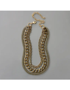 David Aubrey Jewelry Multi strand brass ox chain necklace