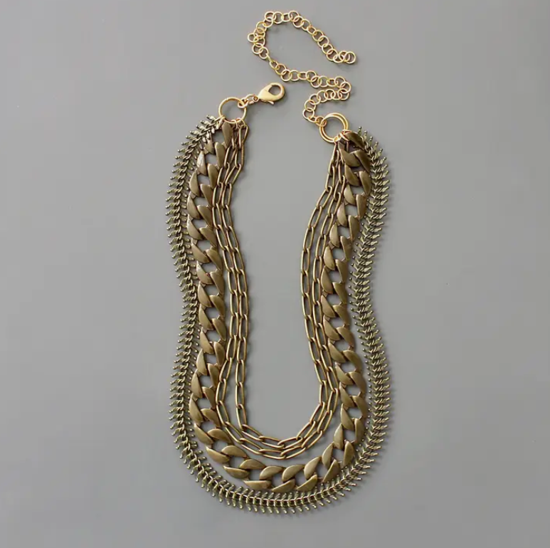 David Aubrey Jewelry Multi strand brass ox chain necklace