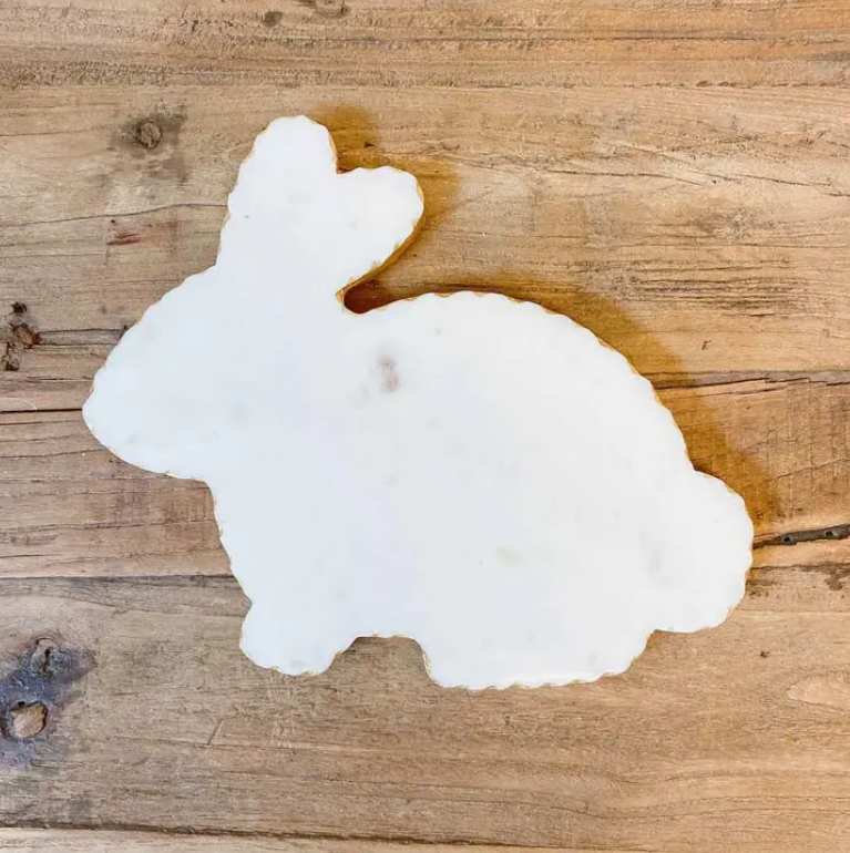 The Royal Standard Bunny Shaped Marble Serving Board White/Gold