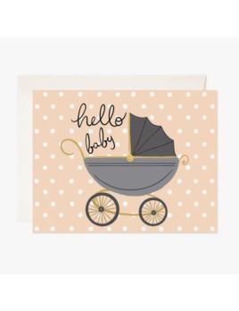 Bloomwolf Studio Hello Baby Carriage Greeting Card