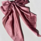 Solar Eclipse Long Satin Hair Bow Barrette Clip - Pink