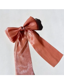 Solar Eclipse Organza Hair Bow Barrette- Peach