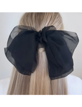 Solar Eclipse Giant Organza Bow Hair Clip -Black