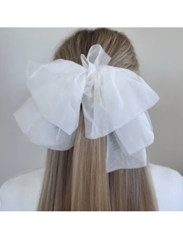 Solar Eclipse Giant Organza Bow Hair Clip- White