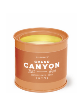 Paddywax PARKS 6 OZ GRAND CANYON TERRACOTTA GLOSSY TIN - CACTUS FLOWER + FERN