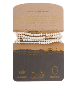 Scout Curated Wears Stone Wrap Bracelet/Necklace - White Lava/Gold & Silver - Stone of Strength