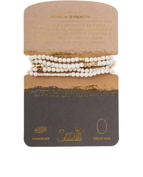 Scout Curated Wears Stone Wrap Bracelet/Necklace - White Lava/Gold & Silver - Stone of Strength